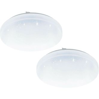 Loops 2 PACK Flush Ceiling Light White Shade White Plastic With Crystal Effect LED 12W