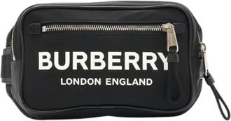 Burberry Pre-owned logo print nylon leather waist bag - Dames - Vintage Schoudertas - Zwart - ONE Size - Nylon - Vintage
