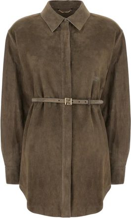 Fendi Su&egrave;de Overhemd - Dames - Overhemden - Groen - L - Su&egrave;de - Overhemden