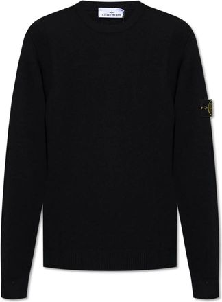 Stone Island Wollen trui - Heren - Ronde hals truien - Zwart - 2XL - Wol - Truien & Vesten