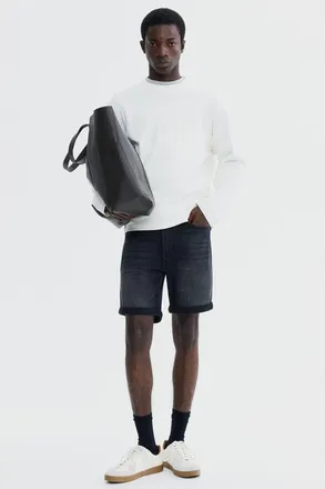 H&M Slim Denim Shorts in Denim Black at Nordstrom, Size 31