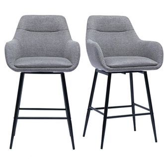 Miliboo Sgabelli da bar girevoli 360&deg; in tessuto effetto velluto grigio e metallo H65.5 cm (confezione da 2) ALESS