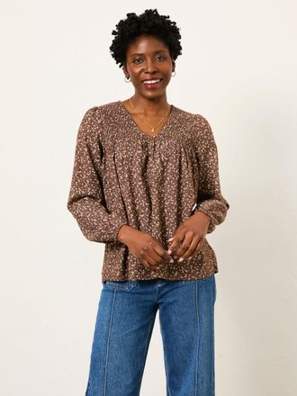 Fat Face FatFace Nessie Brown Ditsy Regular Blouse
