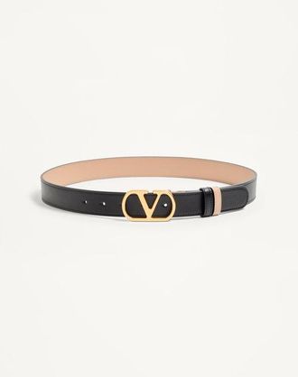 Valentino Garavani VLogo Signature Reversible Shiny Calfskin Belt - 30Mm / 1.2 In. Wo