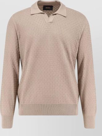 HUGO BOSS silk ribbed v-neck long-sleeve jumper