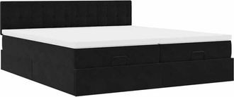 vidaXL Estructura De Cama Otomana Colchones Terciopelo Negro 200x200cm Vidaxl