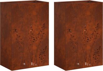 vidaXL Macetero De Jard&iacute;n 2 Uds. Oxidado 50 X 30 X 75 Cm Acero Oxidado Vidaxl