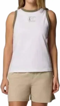 Columbia Rolling Bend Graphic Ringer Tank Top In White, Treehugger
