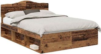 vidaXL Bed Frame with Headboard Old Wood 140 x 190 cm Solid Pine Wood vidaXL
