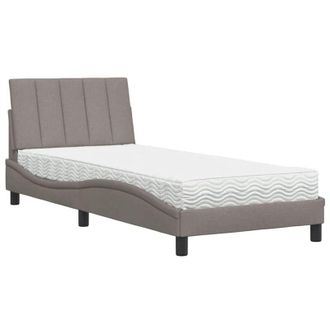 vidaXL Cama Con Colch&oacute;n Tela Gris Taupe 80x200 Cm Vidaxl