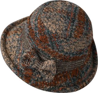 Generic Clearance Women Vintage Wool Blend Cloche Church Hat Bowler Derby Hat Cloche Bucket Winter Hat with Bow Knot Short Rolled Brim Fedora Hat Khaki