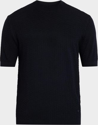 Emporio Armani Men & apos;s Wool Honeycomb Jacquard Short-Sleeve Sweater