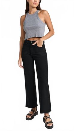 ASKK NY Slim Crop Wide Leg Pants In Black Resin