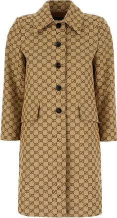 Gucci Jassen, Dames, Beige, S, Katoen, GG Katoenen Canvas Jas