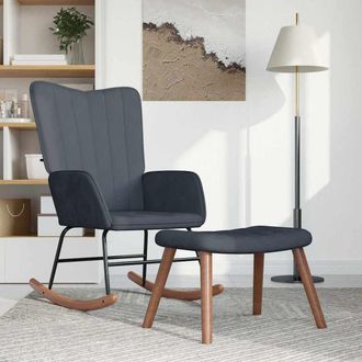 vidaXL Silla Mecedora Con Reposapi&eacute;s Terciopelo Gris Oscuro Vidaxl