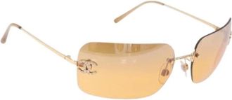 Chanel Pre-owned Metal Zonnebrillen - Dames - Vintage Accessoires - Geel - ONE Size - Vintage