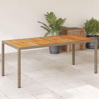 vidaXL Vidaxl - Mesa De Jard&iacute;n Rat&aacute;n Pe Beige Y Madera De Acacia 190x90x75 Cm