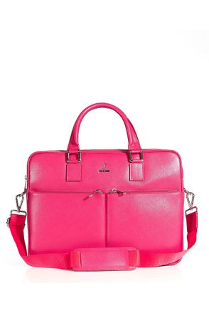 D'Arienzo Borsa Ventiquattrore in pelle di vitello fuxia saffiano con doppia tasca DArienzo, Seleziona Taglia Unica, Colore Fuxia