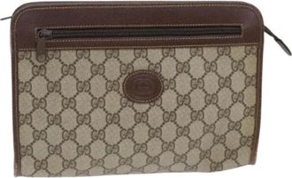 Gucci Pre-owned Vintage Leren Clutch - Dames - Vintage Clutch - Beige - ONE Size - Leer - Vintage