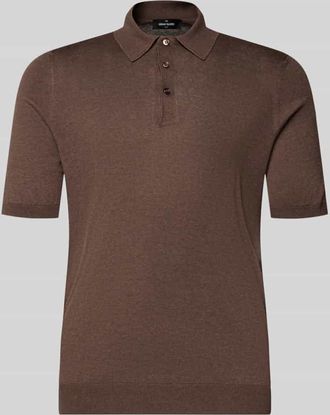 Gran Sasso Slim Fit Poloshirt aus reiner Seide in Mittelbraun, Gr&ouml;&szlig;e 52