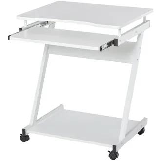 HOMCOM Tavolo Scrivania Porta Pc Piano Tastiera A Scomparsa E 4 Ruote Bianco - Homcom