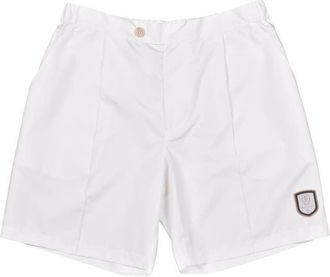 Brunello Cucinelli White Tailored Shorts With Logo Patch, Size X-Large