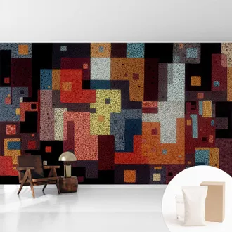Tulup Newroom Tapete Dekorative Vliestapete Mit Kleber Modern F&uuml;r Wohnzimmer Schlafzimmer Bunte Formen 416x254 Cm