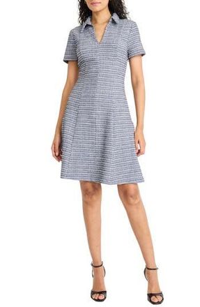 Maggy London Collared Short Sleeve Tweed Dress in Navy Multi at Nordstrom Rack, Size 18 (Similar To 16W)