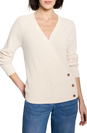 Nic+Zoe Shaker Stitch Faux Wrap Sweater in Classic Cream at Nordstrom, Size X-Large