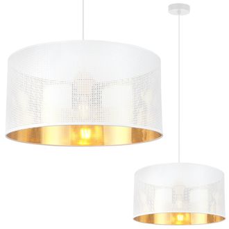OEM L&aacute;mpara Colgante Asti Blanca 1 Pantalla Plana Dorada Blanca 40cm