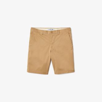 Lacoste Heren Lacoste Slim Fit Stretch Katoenen Korte Broek in Beige