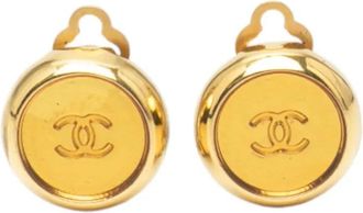 Chanel 1999 CC Gold Plated Round Clip On Earrings oorclips - Goud