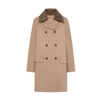 Seventy Jassen, Dames, Beige, 2Xs, Wol, Dubbele-breasted jas