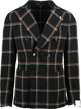 Lubiam Double-Breasted Jacket with Check Pattern and Tailored Fit