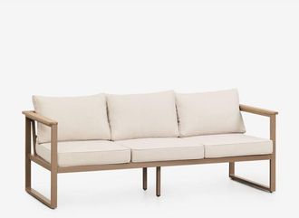 Sklum Sklum - Sofá de jardín de 3 plazas en aluminio y madera de acacia Lipov