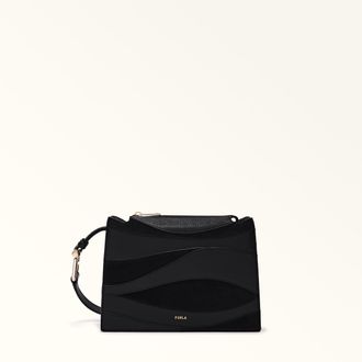 Furla Nuvola Crossbody S Toni Nero Black Claris Lux Calf Leather + Grained Calf Leather + Suede Woman