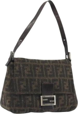 Fendi Pre-owned Vintage Zucca Schoudertas - Dames - Vintage Schoudertas - Bruin - ONE Size - Wol - Vintage