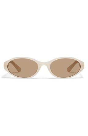 Quay Aura Points 55mm Oval Sunglasses in Bone/Tan at Nordstrom