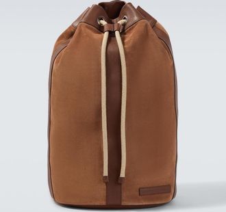 Brunello Cucinelli Leather-trimmed suede backpack