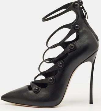 Gianvito Rossi Black Leather Strappy Pumps