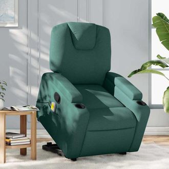 vidaXL Vidaxl - Silla De Masaje Reclinable De Pie De Tela Verde Oscura