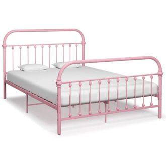 vidaXL 284513 Bed Frame without Mattress Pink Metal 140x200 cm Vidaxl