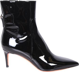 Santoni Enkellaars met Hak - Dames - Laarzen met Hak - Zwart - 36 1/2 EU - Leer - Schoenen