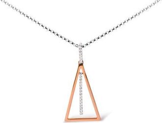 House of Brilliance 14K Rose and White Gold 1/8 Cttw Diamond Windchime Pendant Necklace at Nordstrom