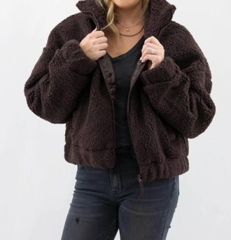HYFVE Sherpa Full Zip Jacket In Dark Chocolate