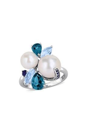 Delmar Cultured Pearl & Semiprecious Stone Cluster Ring in Blue at Nordstrom Rack, Size 5