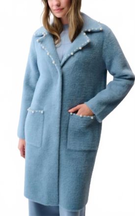 Joseph Ribkoff Single-Breasted Pearl Coat In Chambray Blue