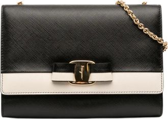 Ferragamo 2000-2025 Mini Leather Vara Bow Chain crossbody bag - Black