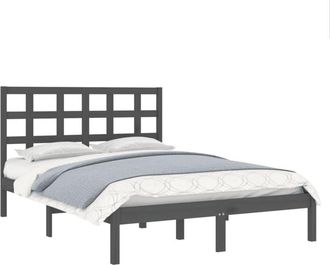 vidaXL Bed Frame without Mattress Grey 200x200 cm Solid Wood Vidaxl
