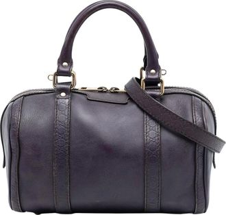 Gucci Pre-owned Handbags, female, Purple, Size: ONE SIZE Pre-owned Leather Boston Bag